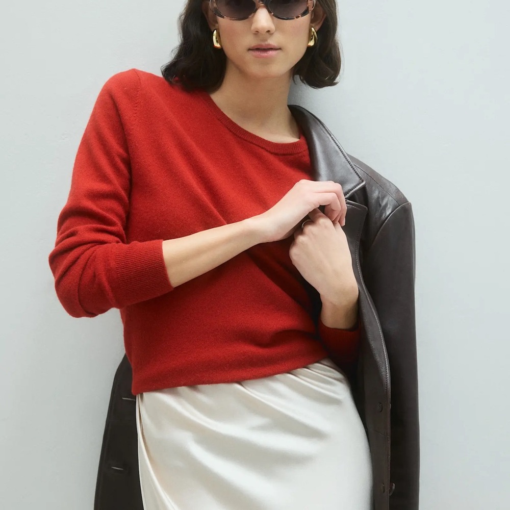 Quince Varsity Cashmere Red Women's Sweater